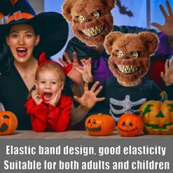 Halloween kaninmaske, blodig kaninmaske cosplay, lodden maske med ører, dårlige kanin festdekorationer, uhyggelige masker