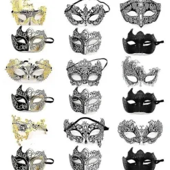 Halloween Karneval Venedig Metal Diamant Maske Maskerade Fest Maske Par A7