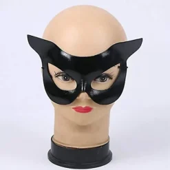 Halloween Katte Maske Catwoman Halvmaske Sort Maske Halvt Ansigt Sexet Catwoman Skønhedsmaske Halloween Fest Kostume