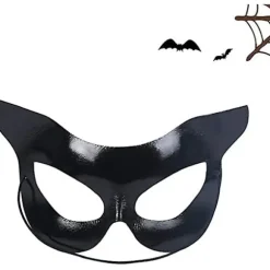 Halloween Katte Maske Catwoman Halvmaske Sort Maske Halvt Ansigt Sexet Catwoman Skønhedsmaske Halloween Fest Kostume