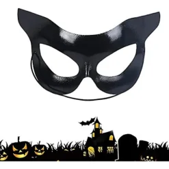 Halloween Katte Maske Catwoman Halvmaske Sort Maske Halvt Ansigt Sexet Catwoman Skønhedsmaske Halloween Fest Kostume