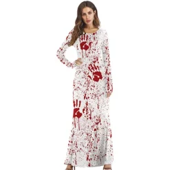 Halloween kjole Kvinde Voksen/kostume med blodtryk White L