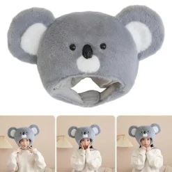 Halloween Koala Pels Hat Hovedbeklædning Plys Hovedbeklædning til Maskerader Halloween Plys Tegneserie Hat Hovedbeklædning