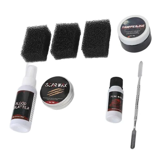 Halloween kosmetiktaske Halloween specialeffekter sårplasma ar voks uhyggelig ansigtsmakeup sæt til Halloweenfest