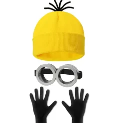 Halloween Kostume Beanie Hat Minion Briller Handsker Maskerade Kostume Despicable Me Cosplay Tilbehør Voksen