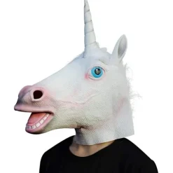 Halloween Kostume Dyr Hoved Latex Maske Enhjørning Maske