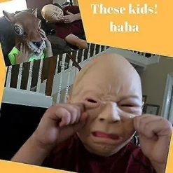 Halloween Kostume Fest Baby Maske Hel Hoved Til Voksne Latex Grædende Baby Maske