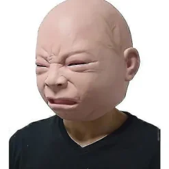 Halloween Kostume Fest Baby Maske Hel Hoved Til Voksne Latex Grædende Baby Maske