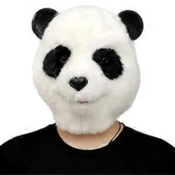 Halloween Kostume Fest Dyrehoved Latex Maske Plys Panda Karnevalsmasker