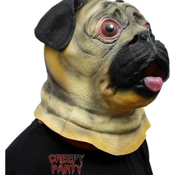 Halloween Kostume Fest Dyrehoved Latex Maske Mops Hund
