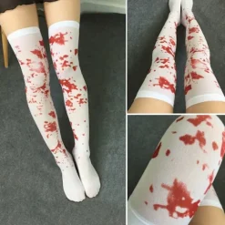 Halloween Kostume Fest Maskerade Tøj Blodige Strømper white+red 70cm
