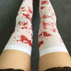 Halloween Kostume Fest Maskerade Tøj Blodige Strømper white+red 70cm
