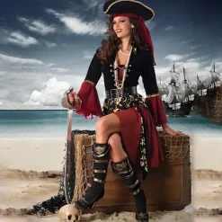 Halloween kostume maskerade rød pirat cos Captain Jack voksen kvinde XXXL