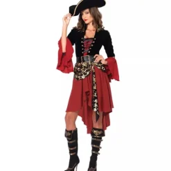 Halloween kostume maskerade rød pirat cos Captain Jack voksen kvinde XXXL