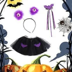 Halloween Kostume Sæt Tryllestav Skræmmende Øjeæble Hovedbeklædning Flagermus Nederdel Øjeæbler Hovedbøjle til Karneval Halloween Tema Fest (hovedbeklædning) | Fyndiq