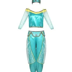 Halloween Kostume til Kvinder Aladdin og Den Magiske Lampe Cosplay Kostume Prinsesse Jasmin Udklædningsfest Voksen Karneval Fancy (L)