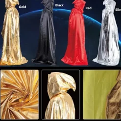 Halloween Kostume Tilbehør Troldmandskappe Dødskappe guld