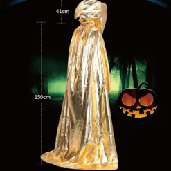 Halloween Kostume Tilbehør Troldmandskappe Dødskappe guld