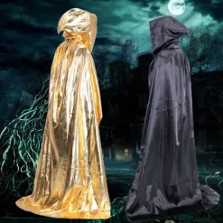 Halloween Kostume Tilbehør Troldmandskappe Dødskappe guld
