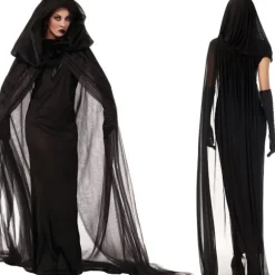 Halloween kostume voksen hekse kjole hekse kjole sort kigger dr