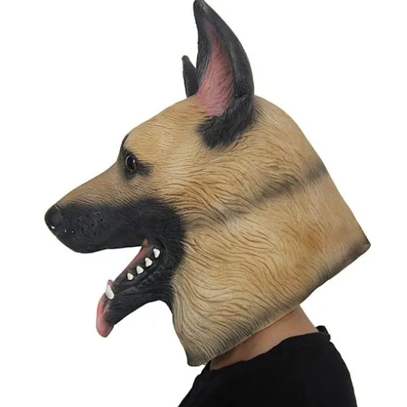 Halloween Kostumefest Dyrehoved Latex Maske Tysk Hyrdehund Race D