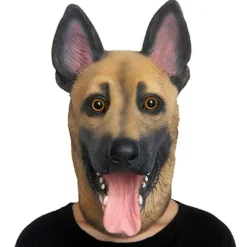 Halloween Kostumefest Dyrehoved Latex Maske Tysk Hyrdehund Race D