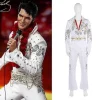Halloween Kostumer 2024 Rock Sanger Hvid Elvis Presley Cosplay Kostume Udendørs Fest Performance Dansekostume