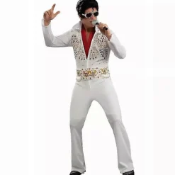 Halloween Kostumer 2024 Rock Sanger Hvid Elvis Presley Cosplay Kostume Udendørs Fest Performance Dansekostume