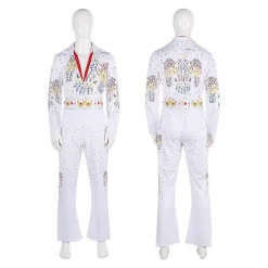 Halloween Kostumer 2024 Rock Sanger Hvid Elvis Presley Cosplay Kostume Udendørs Fest Performance Dansekostume