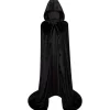 Halloween kostumer, festtøj, børne- og voksenkappe, sort guld fløjl kappe, vampyr dødskappe M Sort