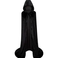 Halloween kostumer, festtøj, børne- og voksenkappe, sort guld fløjl kappe, vampyr dødskappe M Sort
