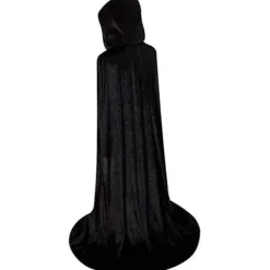 Halloween kostumer, festtøj, børne- og voksenkappe, sort guld fløjl kappe, vampyr dødskappe M Sort