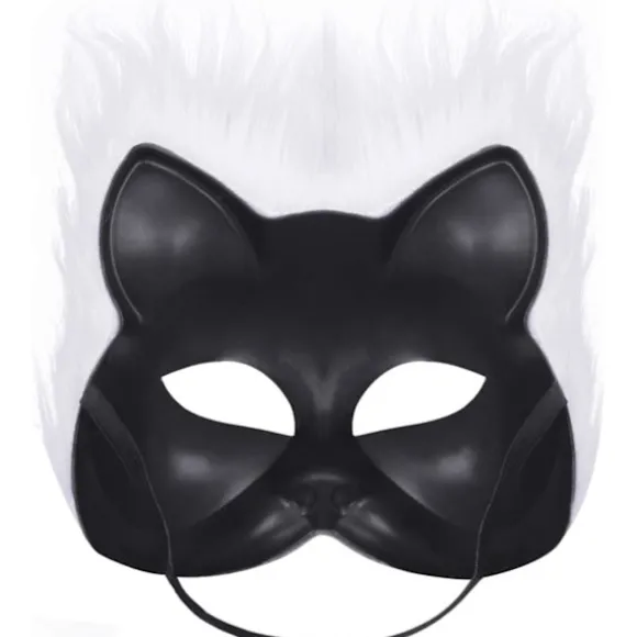 Halloween Kunstig Rævemaske Dyr Elegant Cosplay Maske til Halloween Cosplay Fest Fancy Dress Tilbehør, Hvid
