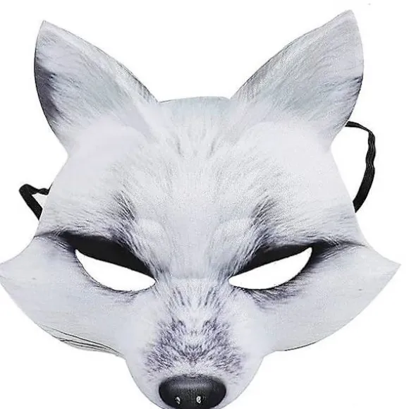 Halloween Kunstig Rævemaske Dyr Elegant Cosplay Maske Til Halloween Cosplay Fest Fancy Dress Tilbehør (hvid ræv)