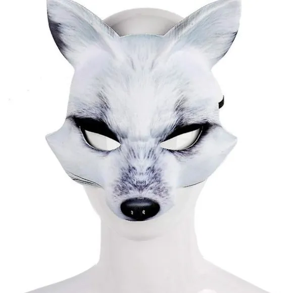 Halloween Kunstig Rævemaske Dyr Elegant Cosplay Maske Til Halloween Cosplay Fest Fancy Dress Tilbehør (hvid ræv)