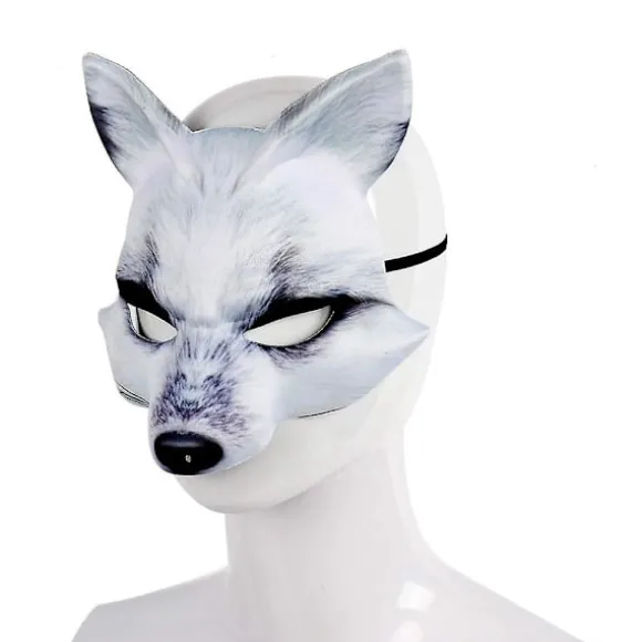 Halloween Kunstig Rævemaske Dyr Elegant Cosplay Maske Til Halloween Cosplay Fest Fancy Dress Tilbehør (hvid ræv)