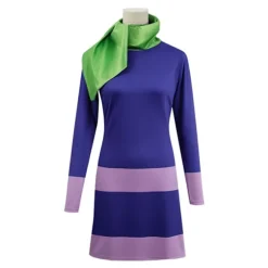 Halloween Langærmet Mini Scooby Doo Kostume Daphne Kjole med Halstørklæde L