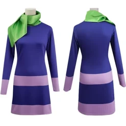 Halloween Langærmet Mini Scooby Doo Kostume Daphne Kjole med Halstørklæde L