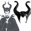 Halloween Latex Maleficent Hat Ondskabsfulde Sorte Horn Dronning Hovedbeklædning Hovedpynt