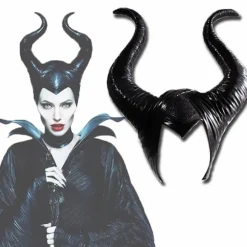 Halloween Latex Maleficent Hat Ondskabsfulde Sorte Horn Dronning Hovedbeklædning Hovedpynt