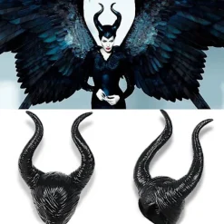 Halloween Latex Maleficent Hat Ondskabsfulde Sorte Horn Dronning Hovedbeklædning Hovedpynt
