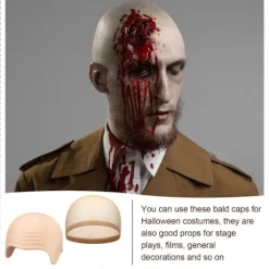 Halloween Latex Skaldet Hovedbeklædning Ingen Barbermaskine - Hvid