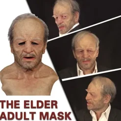 Halloween latexmaske - gammel mand dekor realistisk ansigtsmaske til menneskelig rynke_tfrf B