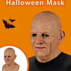 Halloween latexmaske - gammel mand dekor realistisk ansigtsmaske til menneskelig rynke_yux E