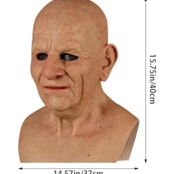 Halloween latexmaske - gammel mand dekor realistisk ansigtsmaske til menneskelig rynke-FF- E