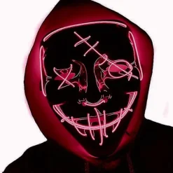 Halloween LED Cosplay Maske Natklub Horror Enøjet Sting Maske Fancy Udklædningsfest Rekvisit Ansigtsdækning -NMAOV Red