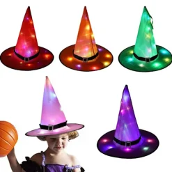 Halloween LED lysende heksehat Glødende heksehat purple 32*38cm