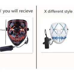 Halloween LED-maske ledning skræmmende maske til Halloween Festival fest