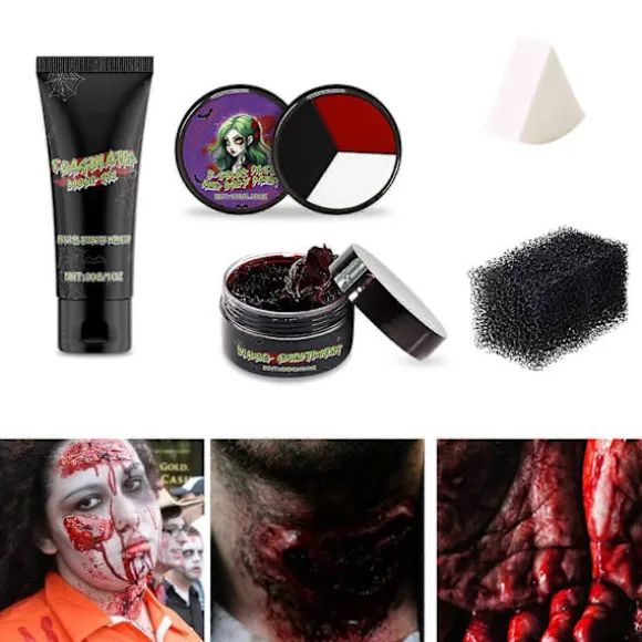 Halloween Makeup Kit Makeup Palette Rød Creme til Falske Sår Blå Mærker Flænger Realistisk Special Effects Makeup Kit til Zombie Cosplay Halloween Pa | Fyndiq