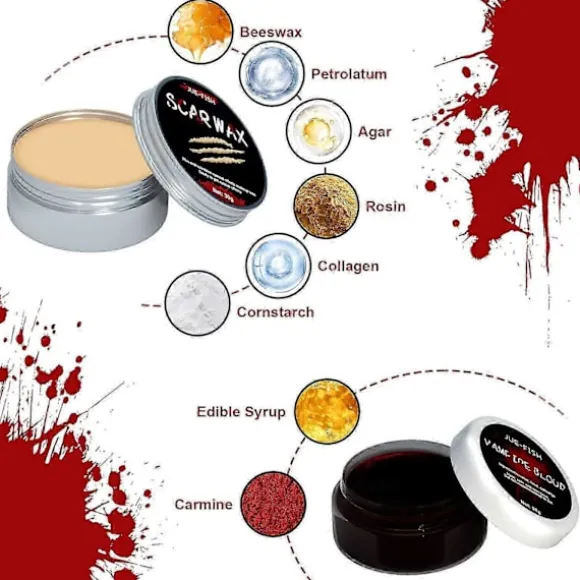 Halloween Makeup Kit med Realistisk Arvoks & Falsk Blod - Letanvendelige Special Effects Sår til Spøgelseshuse, Spøgelsesfestivaler & Teaterforestillinger | Fyndiq